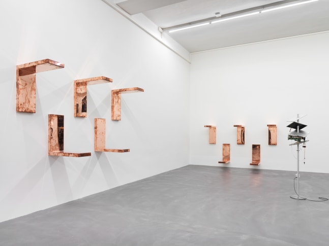 Installation view of Walead Beshty photography and sculpture exhibition