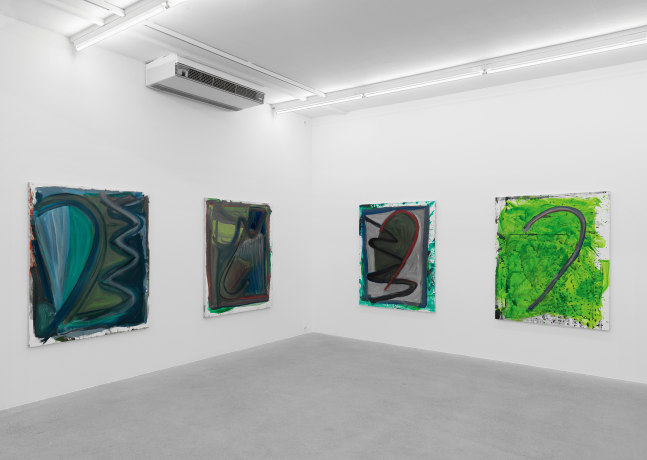 Installation view of Josh Smith paintings exhibition