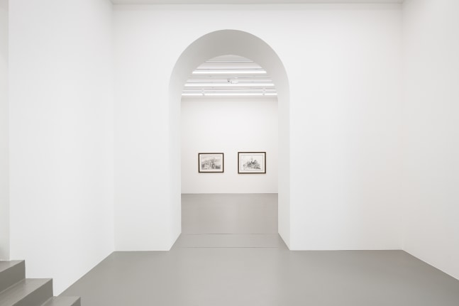 installation view of drawings and paintings by Karen Kilimnik