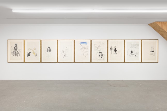 installation views of drawings by Karen Kilimnik