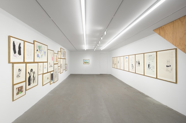 installation views of drawings by Karen Kilimnik