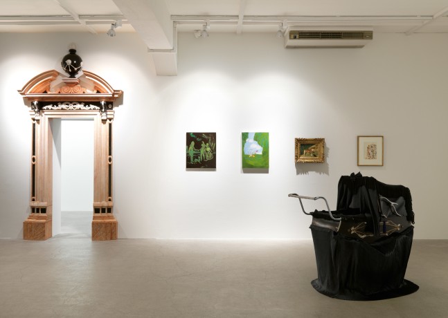 Installation view of Karen Kilimnik painting, photography, and installation exhibition