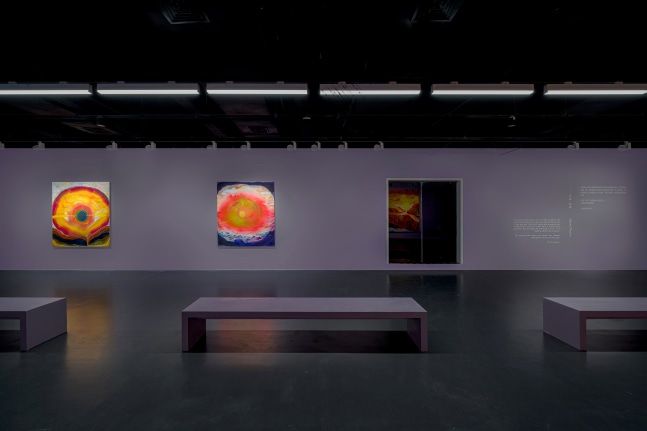Installation view of Shara Hughes paintings exhibition