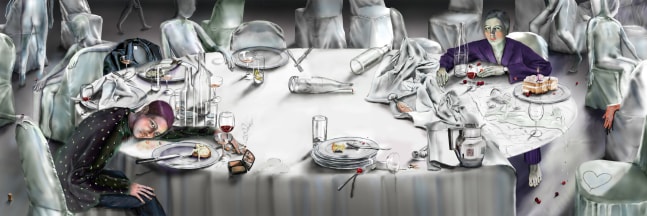 digital painting of a table by Louisa Gagliardi