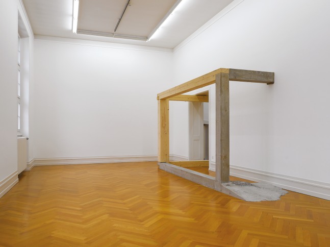 Installation view of sculpture by Oscar Tuazon
