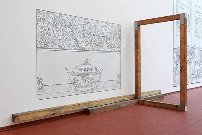 Installation view of sculpture by Oscar Tuazon