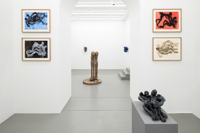 Installation view, Andrew Lord, Jean-Marie Appriou, Galerie Eva Presenhuber, Vienna, 2023
