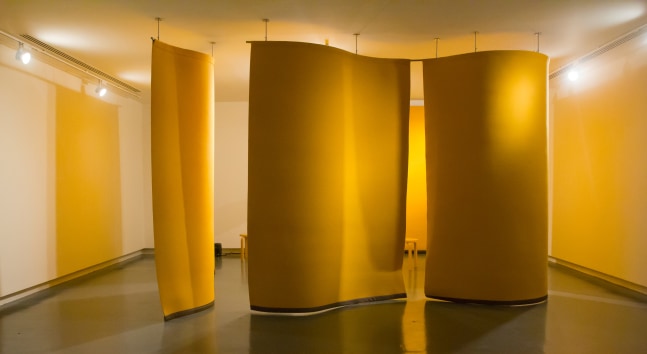 Installation view of sculptures by Angela Bulloch