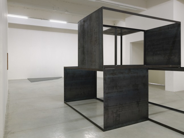 Installation view of sculptures by Oscar Tuazon