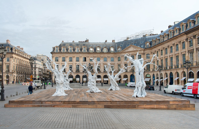 Installation view of sculptures by Ugo Rondinone
