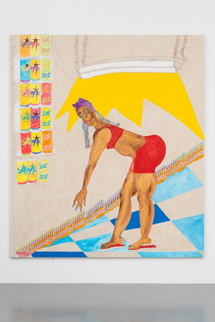 Installation view of painting by Tschabalala Self