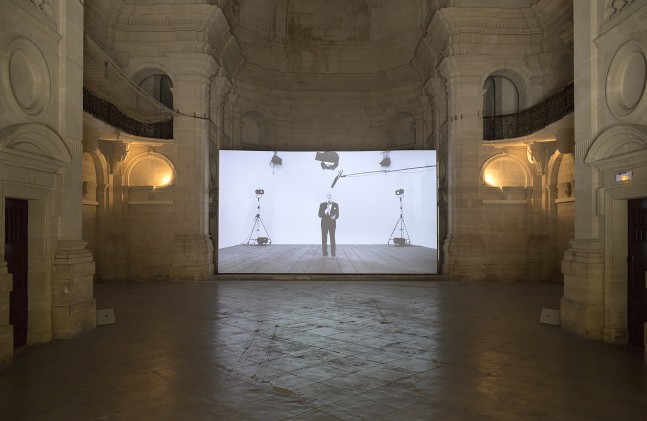 Installation view of video work by Ugo Rondinone