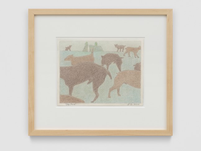 Dog Park

2024

Colored pencil and graphite pencil on Arches hot press paper

Sheet 18 x 23 cm / 7 x 9 in

Frame 33.5 x 38.5 x 3 cm / 13 1/4 x 15 1/8 x 1 1/8 in

&amp;copy; John Dilg