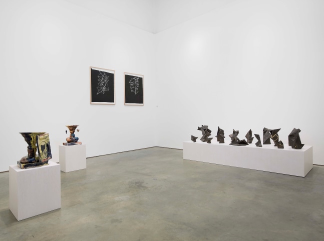 Installation view of sculptures by Andrew Lord