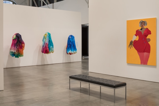 Installation view of painting by Tschabalala Self