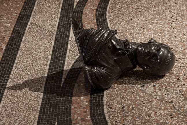 Installation view of sculptures by Douglas Gordon
