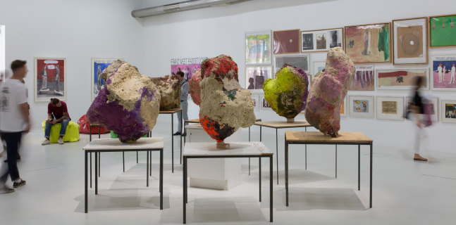 Installation view of works by Franz West