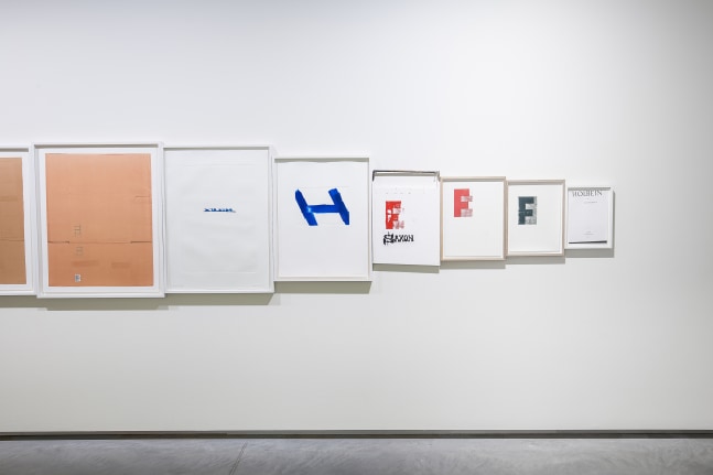 Installation view of sculptures by Matias Faldbakken