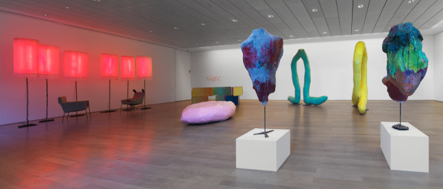 Installation view of works by Franz West