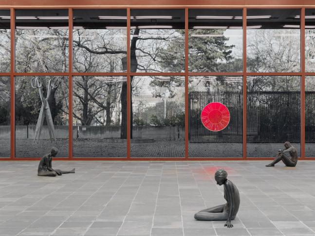 Installation view of sculptures by Ugo Rondinone