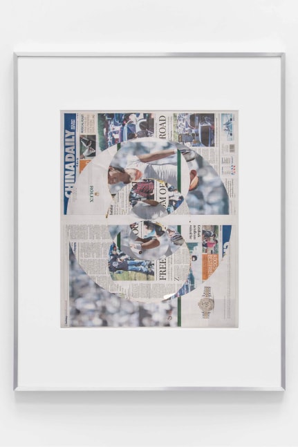 Blind Collage (Seven 180&amp;ordm; Rotations, China Daily: Beijing, China, Monday, October 1, 2012)
2021
Newspaper, tape, and 22 karat gold leaf
Sheet 67.5 x 54.5 cm / 26 5/8 x 21 1/2 inches

BESHT47869