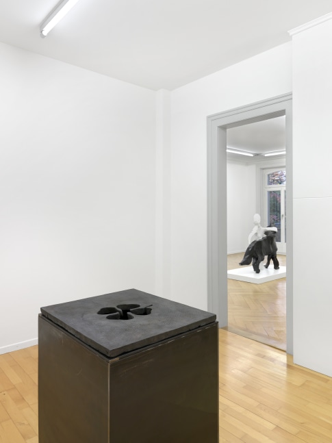 Installation view of sculptures by Valentin Carron