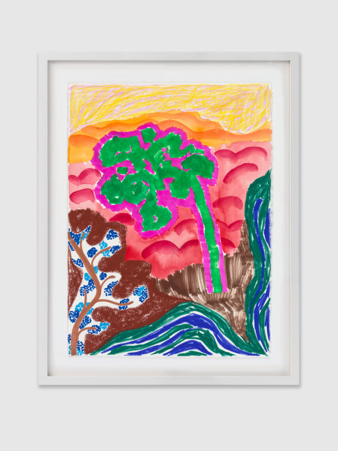 LETS CALM DOWN 2020 Mixed media on paper  Image 38 x 28 cm / 15 x 11 in Frame 48 x 38 x 3.5 cm / 18 7/8 x 15 x 1 3/8 in