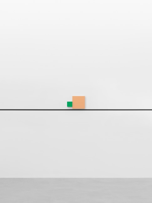 bass + (re)modification

2024

2 objects; lacquered MDF, black line on wall (2.5 cm wide, RAL9005 / deep

black)

Unique

Object 1 12 x 12 x 5 cm / 4 3/4 x 4 3/4 x 2 in

Object 2 30 x 30 x 3 cm / 11 3/4 x 11 3/4 x 1 1/8 in

Dimensions variable

&amp;copy; Gerwald Rockenschaub