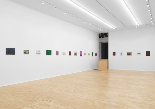 Installation view of Jean-Frédéric Schnyder paintings and cardboard sculpture exhibition