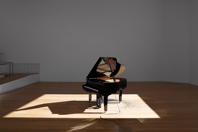 Installation view of sculptures by Liam Gillick