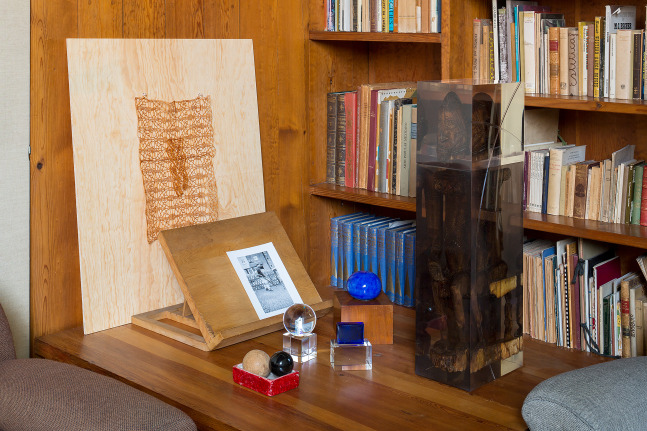 Installation view of sculptures by Matthew Angelo Harrison and other artists