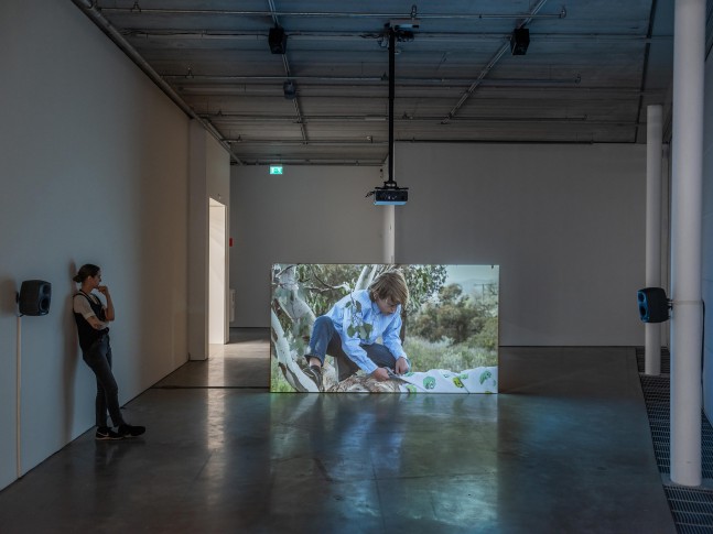 Installation view of video installation by Torbjørn Rødland