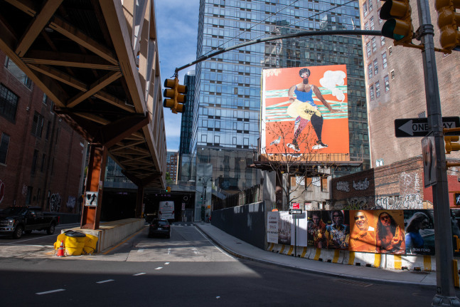 Installation view, Tschabalala Self, Loosie in the Park, Highline Billboard, New York, 2024