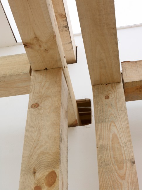 Installation view of sculpture by Oscar Tuazon