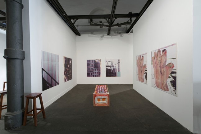 Installation view of paintings by Josh Smith