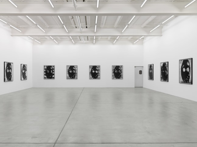Installation view of silkscreen artwork by Adam Pendleton