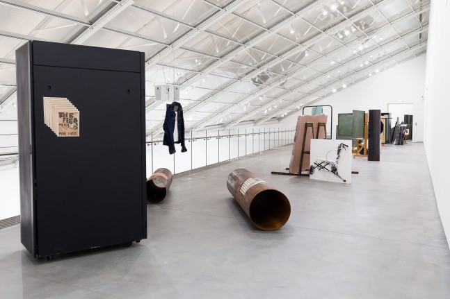 Installation view of sculptures by Matias Faldbakken