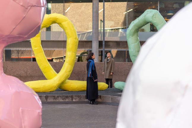 Installation view of works by Franz West