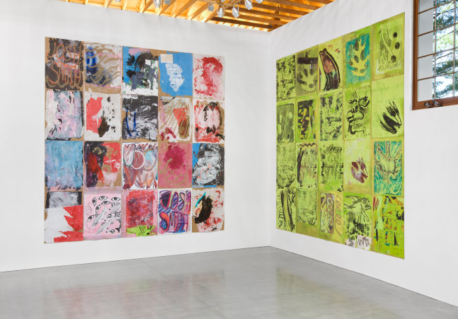 Installation view of paintings by Josh Smith