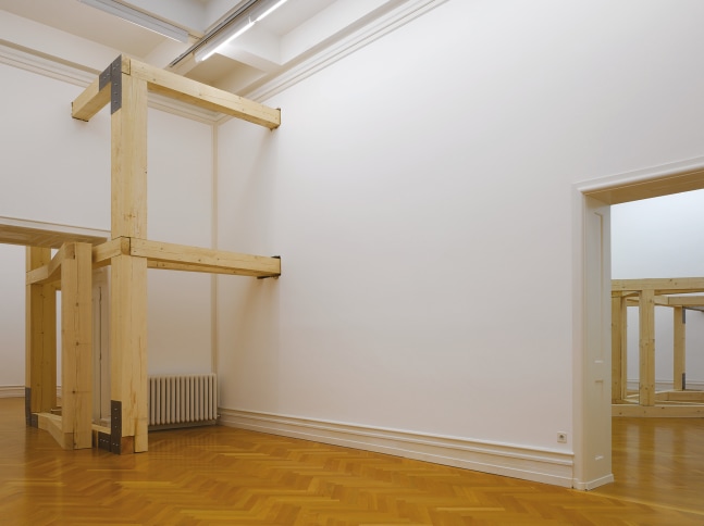 Installation view of sculpture by Oscar Tuazon