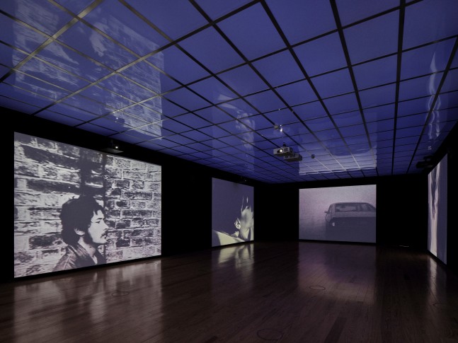 Installation view of paintings and sculptures by Ugo Rondinone