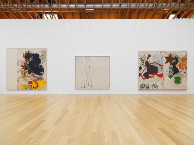 Installation views of paintings by Joe Bradley