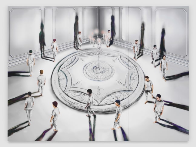 Roundabout

2023

Nail polish, gel medium, ink on PVC

3 panels, each 270 x 120 cm / 106 1/4 x 47 1/4 in

Total dims. 270 x 360 cm / 106 1/4 x 141 3/4 in

&amp;copy; Louisa Gagliardi