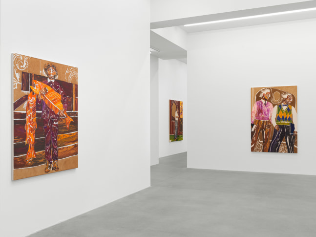 Installation view of paintings by Chase Hall