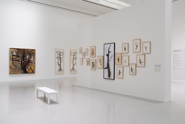 Installation view of paintings by Albert Oehlen and Carroll Dunham