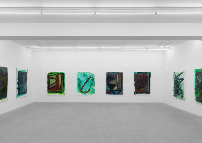 Installation view of Josh Smith paintings exhibition