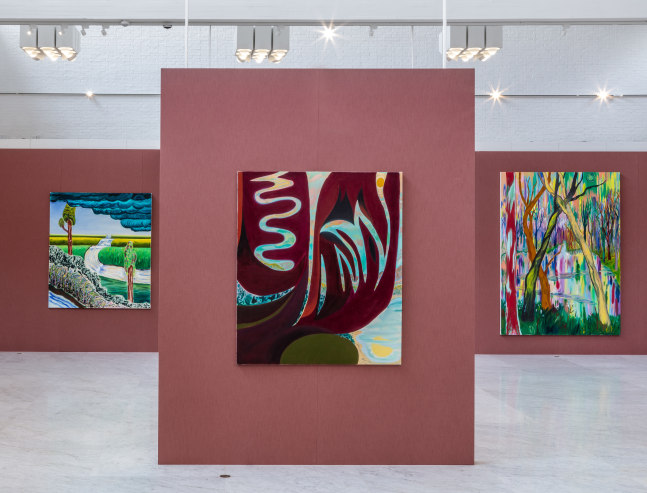 Installation view, Shara Hughes, Right This Way, K&amp;uuml;sten Museum of Modern Art, Aalborg, 2023
&amp;nbsp;