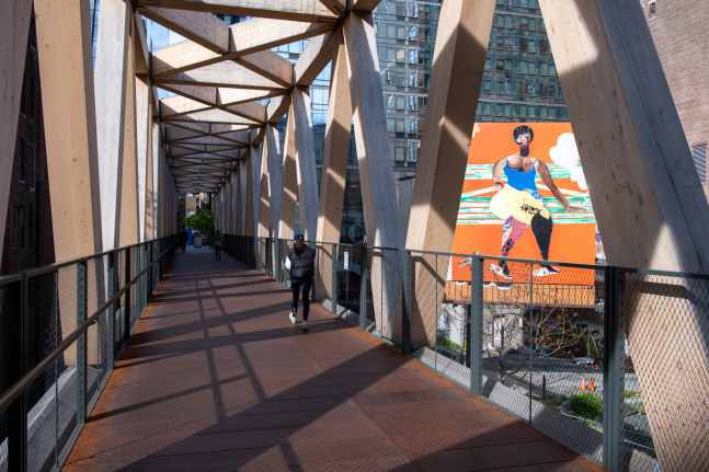 Installation view, Tschabalala Self, Loosie in the Park, Highline Billboard, New York, 2024