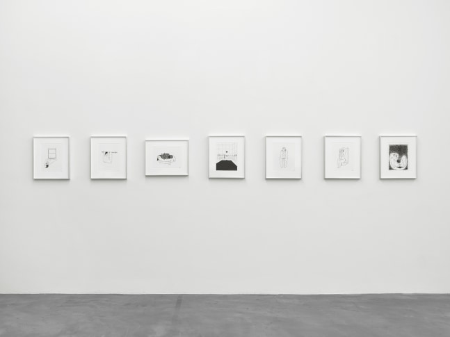 Installation view of paintings and sculptures group exhibition