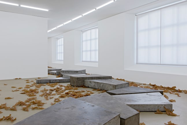 Installation view of sculptures by Martin Boyce